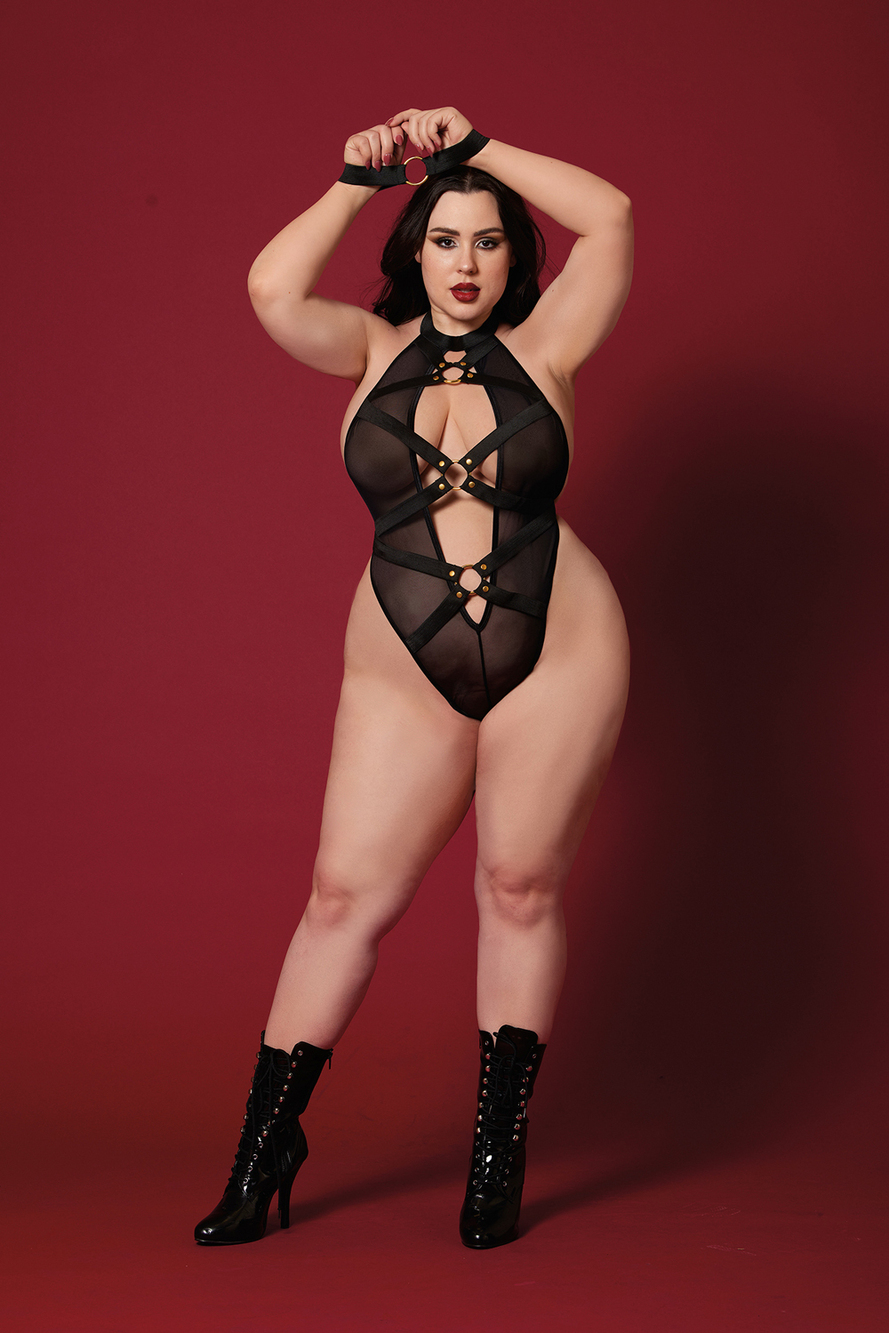 Black Dreamgirl Queen Size Fetish Teddy & Restraints